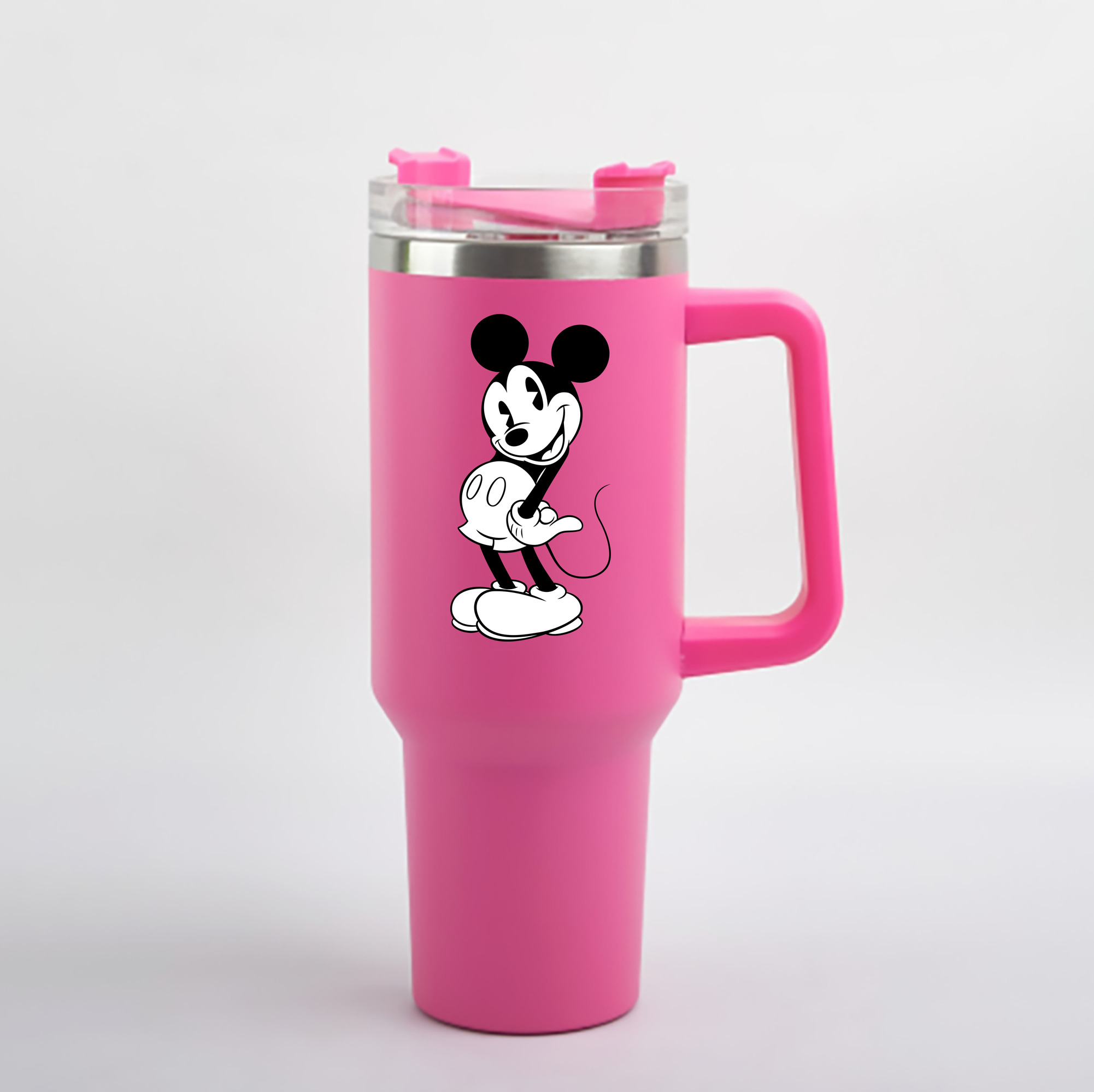 （画像用） ミッキーマウス Mickey Mouse 1200mL車用タンブラー - クリスタルステッカー（プラスチックストロー付き）